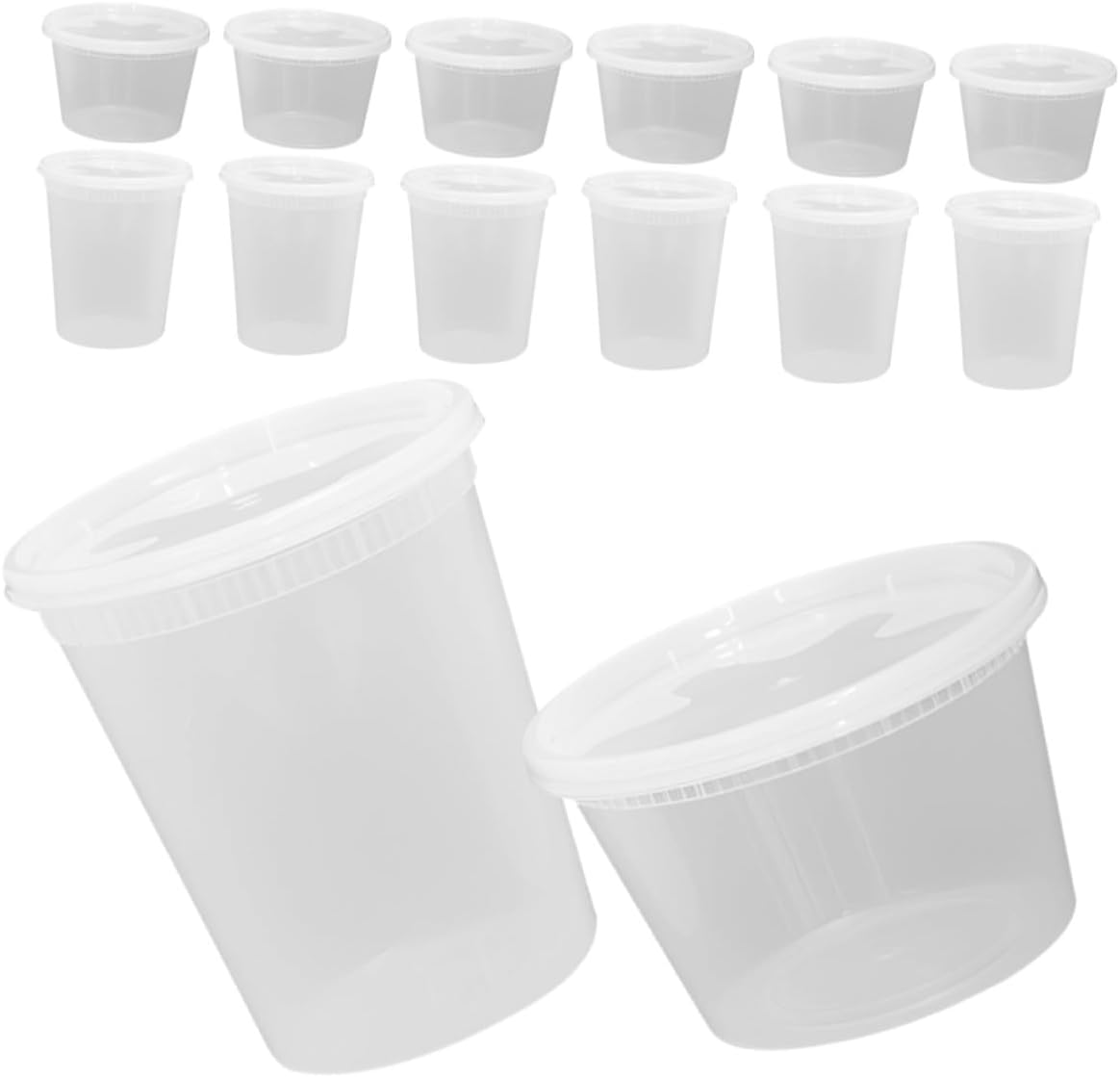 Homoyoyo 50pcs Disposable Soup Bowls with Lids 16oz 32oz Food-grade Plastic Hot and Cold Takeout Containers for Soups and Porridge