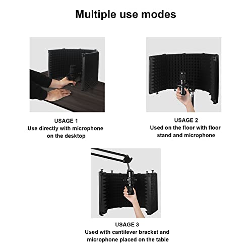 Microphone Sound Isolation Shield Foldable Studio Recording Microphone Isolation Shield Mic Wind Screen Board Sound Absorbing Cover with Accessory Screws - Image 3