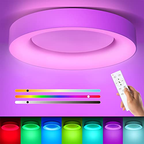 Plafon Led Techo RGB Regulable 24W, Matane Lampara de Techo con Mando a...