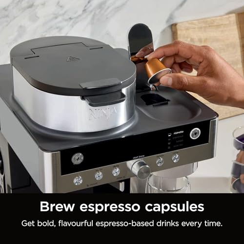 Ninja Prestige 2-in-1 Filter Coffee and Pod Capsule Machine with Built-in Milk Frother, Make Lattes, Iced Coffee and Flat Whites, Black CFN802UK