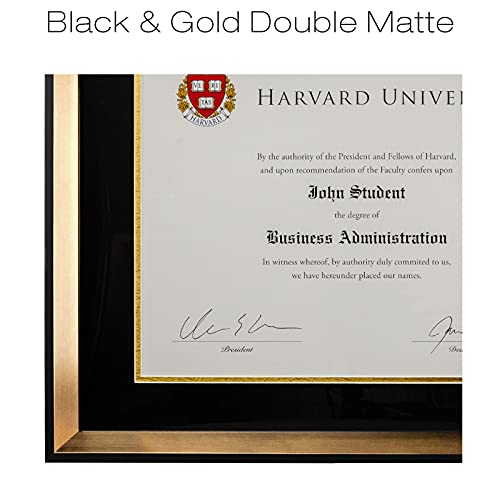 Excello Global Products Modern Photo Document Frame: 8.5X11 With Double Mat Graduation Diploma Certificate Holder Wall Frame (Gold) #TOP2