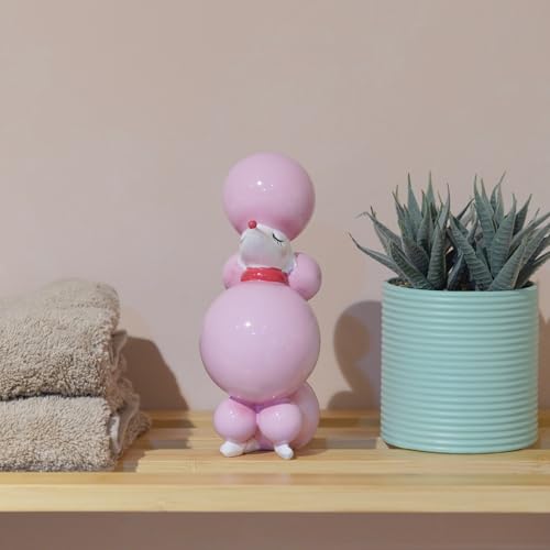 Estatua decorativa perro globo rosa resina 6 pulg miniatura 5