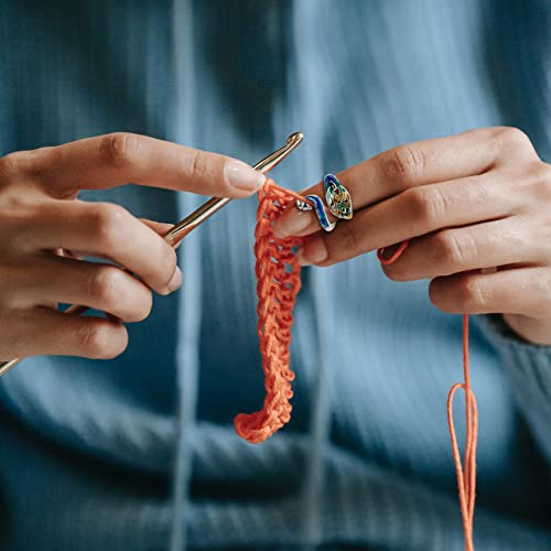 Zesion 8 Adjustable Peacock Crochet Rings, Knitting Rings Wool Guide Finger Holder For Quilting Sewing Crafts Diy Hand Knitting Tools #TOP2