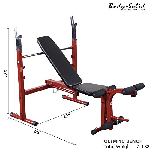 Body-Solid Best Fitness BFOB10 Adjustable Olympic Folding Weight Bench for Home Gym