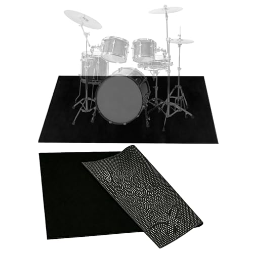 39In x 59In Drum Rug Mat with Non Slip Grip Bottom Drum Set Soundproof Carpet Noise Reduction Floor Protection Gift for Drummers Music Drum Accessories
