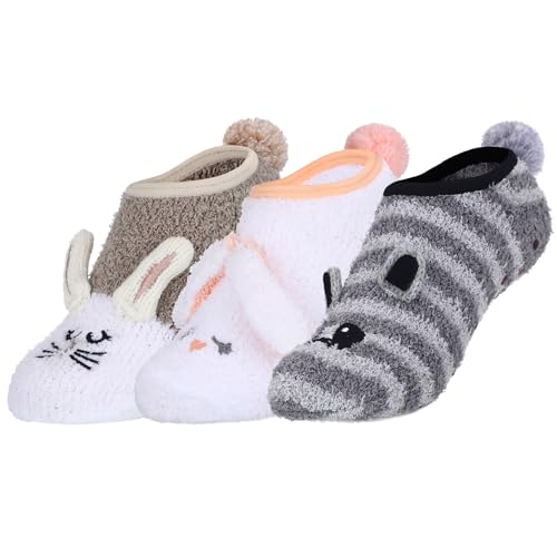 Calcetines cortos para mujer Boyiee con diseño navideño de animales (3 pares)