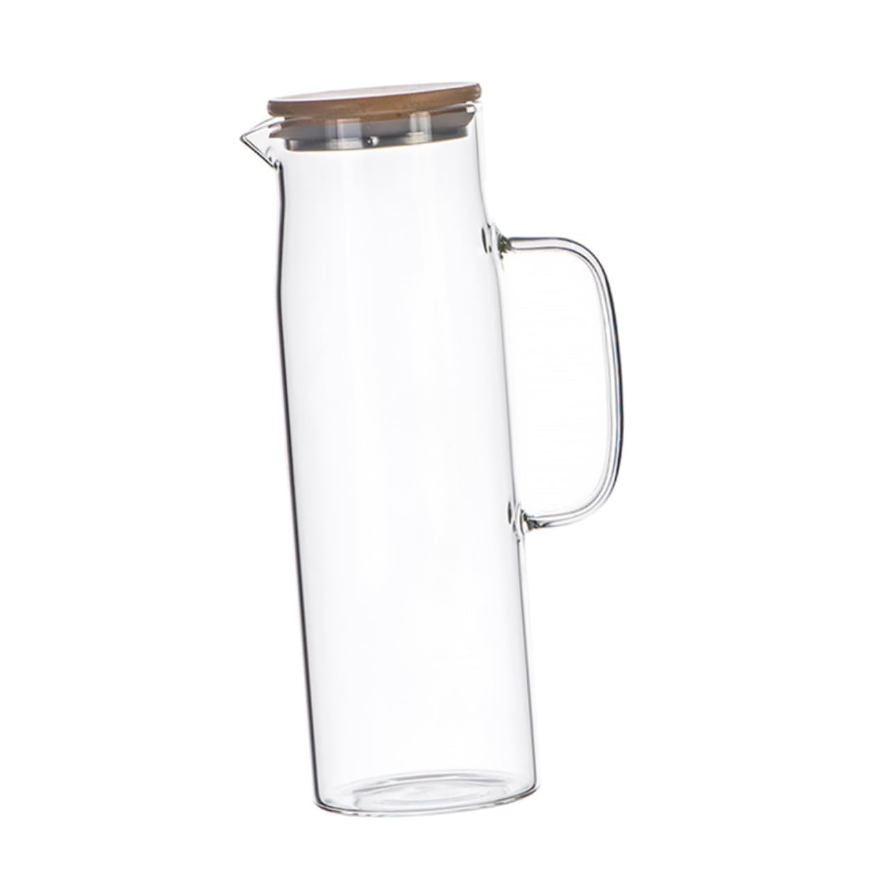 Jarra de Agua Fría de Vidrio de Borosilicato 1, 2 L Resistente al Calor | Gran Capacidad, Vidrio Grueso Antiexplosión, Tapa de Bambú, Apta para Bebidas Frías y Calientes