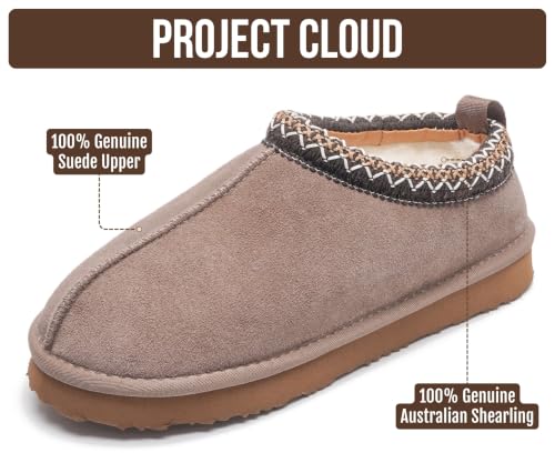Image of Project Cloud 100% Genuine Leather Shearling Slippers for Women (Nerita) | Australian Fur Lining Memory Foam Insole Non Slip EVA Sole Fuzzy Plush House Shoes Warm Cozy Indoor Footwear Everyday Comfort