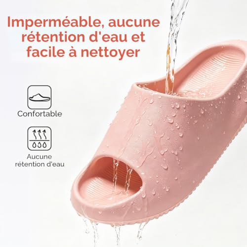 Hitopteu Claquettes Enfants Claquettes de Plage Piscine Fille Garçon Léger Confortable Antidérapante Pantoufles de Bain Rosa Etikettengröße 200 30/31 – vue 6