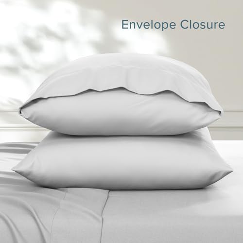 Image of Bare Home Microfiber Pillow Cases - Queen Size Set of 2 - Cooling Pillowcases - Double Brushed - Easy Care - Envelope Closure (Queen Pillowcase Set of 2, Cloud Grey)