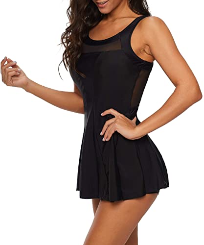 American Trends Bathing Suit for Women Tummy Control Swim Dress One Piece Swimsuits Mesh Swimming Suit Skirt Swimwear2