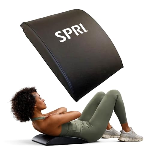 SPRI Ab Mat - Workout Mat Accessory for Abdominal Exercises, Sit-Ups, Crunches, Push-Ups, Core Training, and More - Portable Padded Shaped Mat with Curved Back Support for Toning Abs,Black