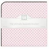 SwaddleDesigns Ultimate Receiving Blanket, Brown Polka Dots, Pastel Pink