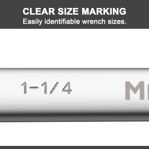 Image of MAXPOWER 1-1 /4 Inch Combination Wrench, Industrial Grade Spanners with 12 Point Box End, Durable Chrome Vanadium Steel with Off Corners Design, 15 Degree Offset - SAE