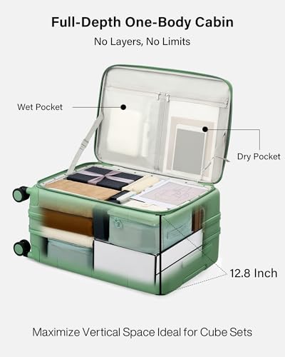 Image of Hanke Hardside Expandable Checked Luggage, 24 Inch Top Opening Trunk Luggages with Spinner Wheels, All-PC Hard Shell Suitcase, Lightweight TSA Checked-Medium(Forest Green, 83L)