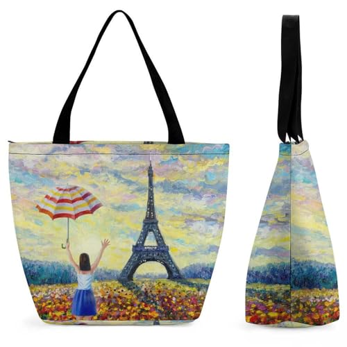 Sac de shopping Tour de Peinture à l'huile grand volume anti-encombrement