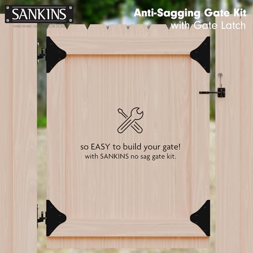 SANKINS Anti Sag Gate Frame Kit Hardware, 90 Degree Right Angle Gate Hinges, Gate Fence Kit with Gate Latch for Wooden Fence, Driveway Gates, Corral Gates, Wood Windows - Thumbnail 6