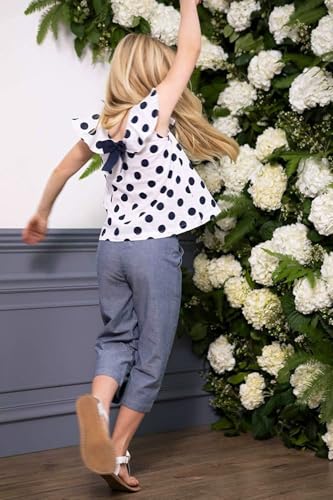 Image of Hope & Henry Girls' Wide Leg Cropped Pull-On Pant