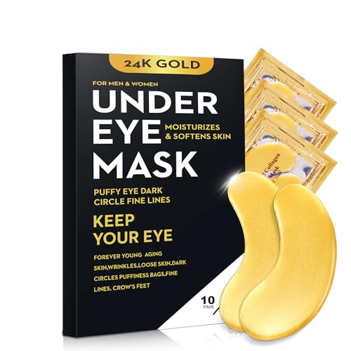 10 Paia Oro 24 carati Maschera per gli occhi Collagene Sotto gli occhi Maschera Cerotti per Occhiaia Gonfiore, Rinfrescare, Rivitalizzante, Viaggi, Rughe, Occhi Patch