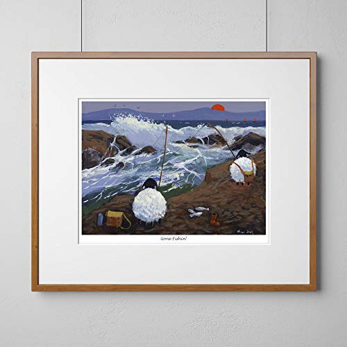 Tableau Sheep Art Thomas Joseph Gone Fishin impression montée de qualité pour salon - 2