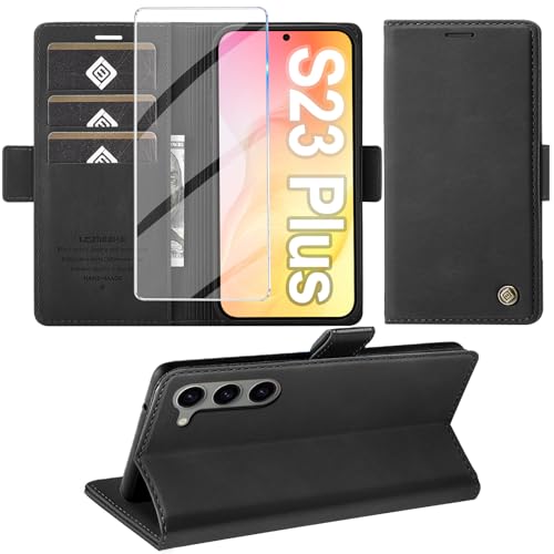 Giyer Handyhülle für Samsung Galaxy S23 Plus 5G Hülle mit Schutzfolie, Standfunktion Kartenfach Wallet Premium Leder Sch...