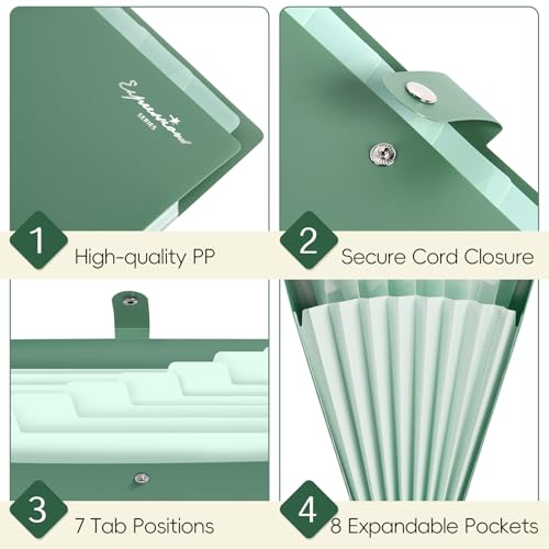 Image of Sooez Elegant Accordion File Organizer, 8 Pocket Expanding File Folder