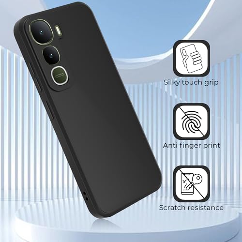 Image of A rtistque Back Cover Case for Vivo Y400 5G with Camera Protection | Shockproof TPU|Stylish Protective Design|Slim Fit|Ultra Matte| Back Cover - Black