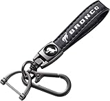 TACOMA Genuine Leather Car Keychain for Ford Bronco Sport Key Chain Family Present Key Ring Accessories(Black)
