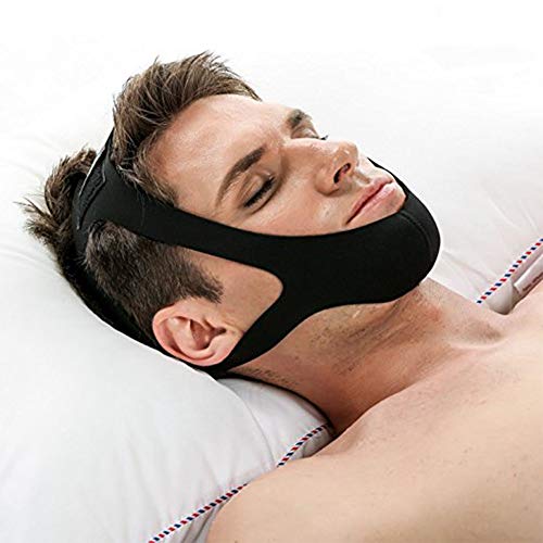 IBLUELOVER Bande Anti Ronflement Mentonnière Anti-ronflement Dispositifs Anti Ronflement Réglable Solution de Ronflement Ceinture Anti Ronflement pour Aide...