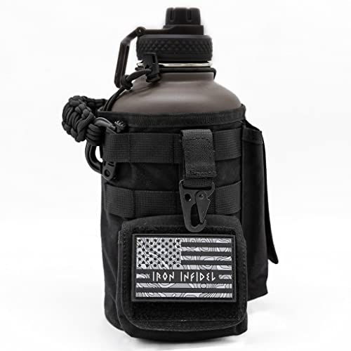 Iron Infidel The Original Battle Bottle - Half Gallon Insulated Water Bottle with Paracord Handle, Large 64 oz Stainless Steel Water Jug with Rugged, Removable Sleeve for Keys, Wallet & Phone 1 41m3if5jmDL