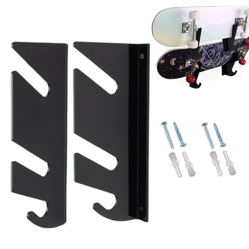 Soporte para patinetas,1 par de colgadores de Pared acrílicos para patinetas con Gancho de Almacenamiento, Colgador de Dos Capas para Tablas, longboards, Patines y Cascos