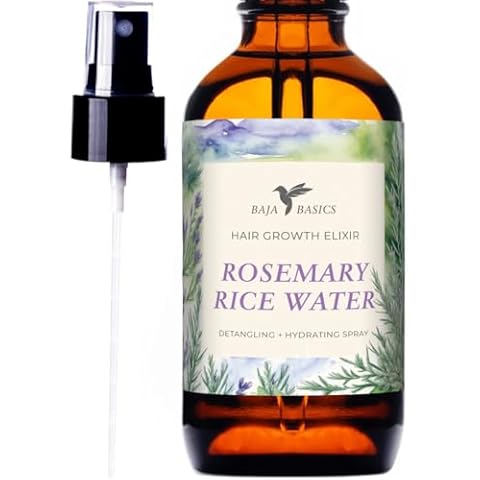 Baja Basics Rosemary Rice Water for Hair Growth Spray - Longsheng Rice Water Spray & Rosemary Oil for Hair - Scalp Treatment for Strengthening, Thickening & Hydrating Dry Hair for Men & Women - 4oz Cover