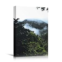 Canvas Wall Art Foggy Forest Cool Dramatic Mountain Nature Photography Romantics - 12x18 inches