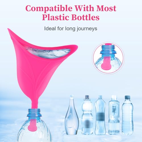 flintronic Urinella para Mujer, Urinario Portatil Mujer, Reutilizable Orinal Mujer, Orinal Embudo de Silicona para Orinar de Pie para Viajes, Actividades al Aire Libre, Camping, Festivales (Rosa) - imagen 3