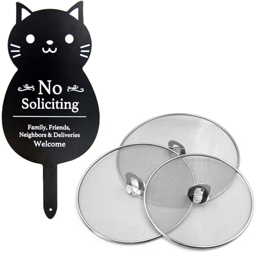 Image of Splatter Screen with Funny Metal No Soliciting Sign for House Bundle