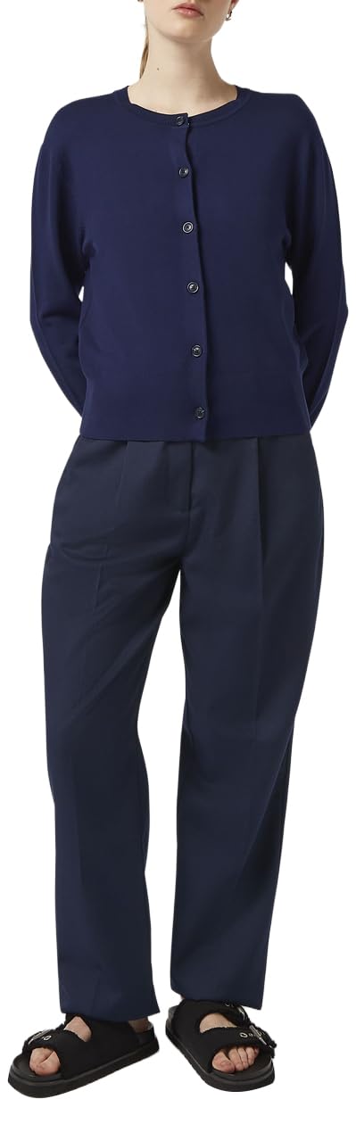 Scotch & Soda Women's Crew Neck Relaxed Cardigan Sweater, Navy, M