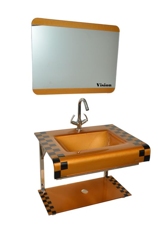 Oath Vision Glass Wash Basin With Mirror Shelf & Steel Stand (17"x18" Inch). OV/05 Black Brix Wall Hung (B0CBS91JH6) Amazon Price History, Amazon Price Tracker