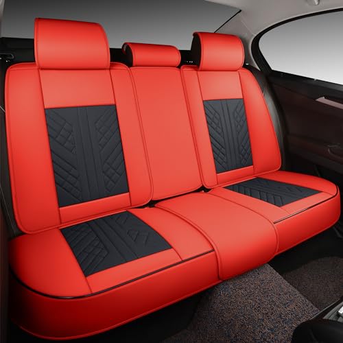 Image of GXT Bench Seat Cover, Premium Faux Leather Bench Seat Covers for Trucks - Universal Fit for Most Sedans SUV Pick-up Truck, Durable for Long Lasting Protection(Bright Red and Black)