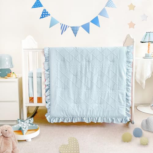 Wowelife Baby Crib Bedding Set for Girls, 3 Piece Boho Crib Comforter Set Ruffle, Baby Boy Crib Bedding Set Nursery Blanket Set Neutral Include...
