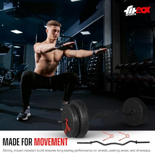 Image of FitBox Sports Adjustable 8kg Dumbbells & Home Gym Set - Weights with Curl Rod - Strength Training Equipment for Men & Women, Compact and Versatile