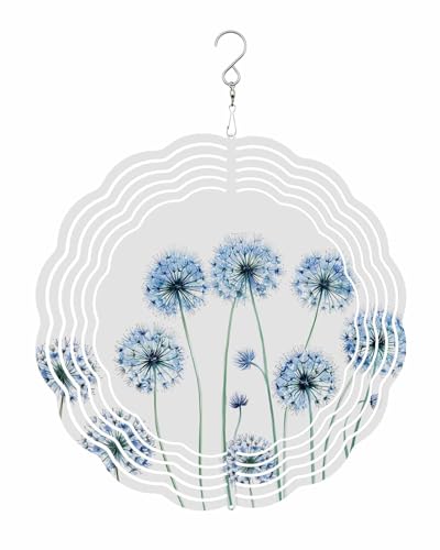 Plant Wind Spinners, Farmhouse Style Dandelion Flower Hanging Wind Spinners for Yard and Garden 3D Stainless Steel Metal Sculptures Crafts Ornaments 10 Inch
