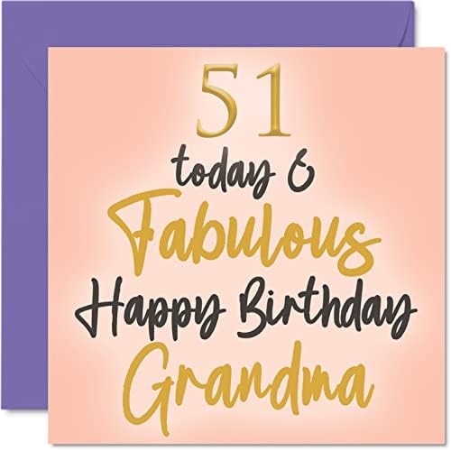 Fabulous 75th Birthday Cards for Grandma - 75 Today & Fabulous - Happy Birthday Card for Grandma from Granddaughter Grandson, Grandma Birthday Gifts, 145mm x 145mm Lovely Greeting Cards Gift