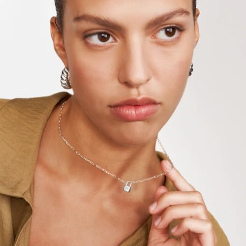 OAK & LUNA - Personalized Initial Lock Necklace with Diamond Options4