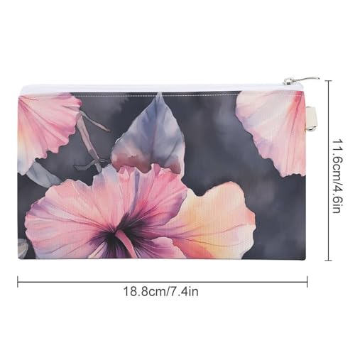 Hibiscus Flowers Fashion Coin Purse Change Makeup Bag Canvas Pencil Pouch Travel2