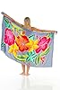 SHU-SHI Womens Hibiscus Floral Sarong Pareo Cover Up Bathing Suit Women Flower Beach Wrap Long Pool Trip Resort Skirt Gray #1