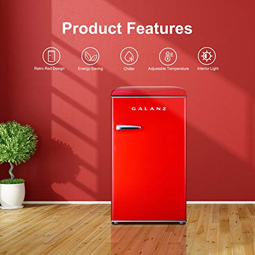 Buy Galanz GLR35RDER Retro Compact Refrigerator, Single Door Fridge