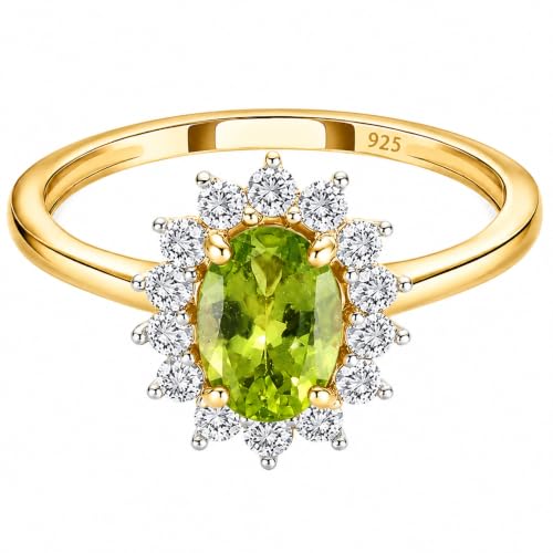 Image of Princess Diana Inspired Halo Birthstone Ring for Women Girls | Pure 925 Sterling Silver with AAA+ Natural Gemstone | 18K Gold-Plated | Best Gift for Birthday, Anniversary, or Valentine�s Day