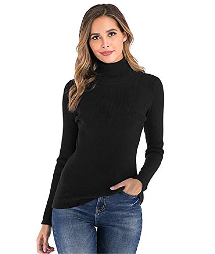 DENIMHOLIC Women's Cotton Turtle Neck Sweater, high Neck Sweaters