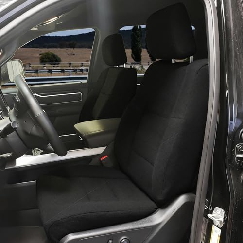 runfider Neoprene Seat Covers Full Set for Dodge Ram 2019 2020 2021 2022 2023 2024, Front & Rear Seat Protection - Black