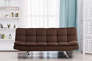 Comfy Living Fabric Padded 3 Seater Sofa Bed 3 With Chrome Legs Cube Design (Grey)